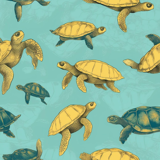 Photo there are many turtles that are swimming in the water generative ai