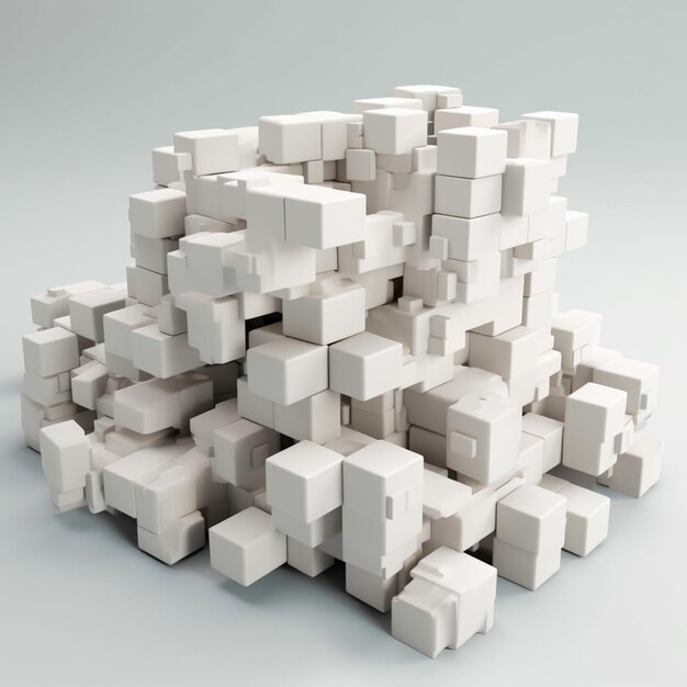 there are many white cubes stacked on top of each other generative ai