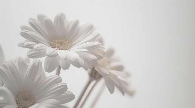 there are many white flowers in a vase on a table generative ai