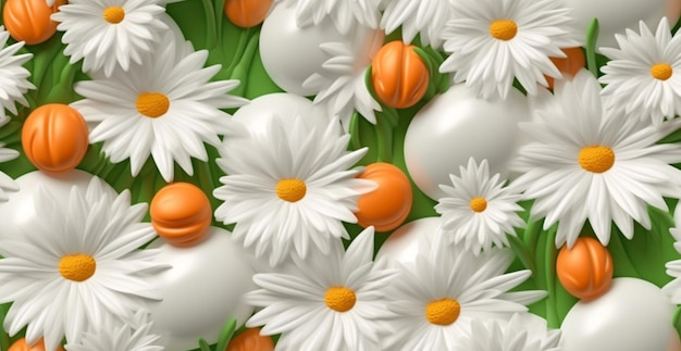 there are many white and orange flowers and some orange ones generative ai