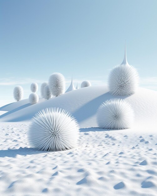 there are many white plants that are on the sand generative ai