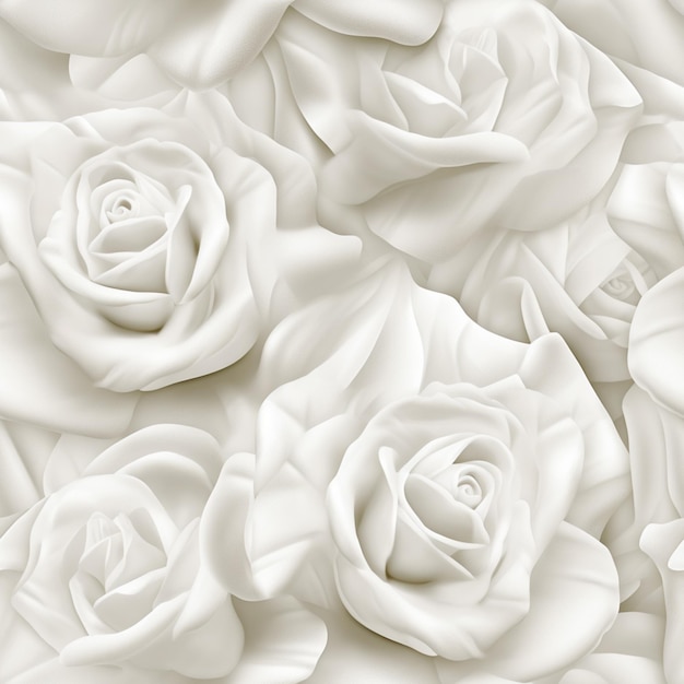 Photo there are many white roses that are arranged together in a bunch generative ai