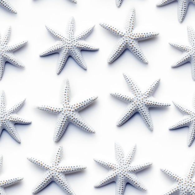 Foto ci sono molte stelle marine bianche su una superficie bianca generativa ai