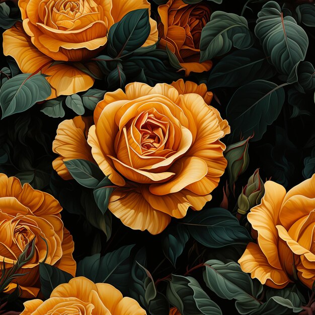 There are many yellow roses that are growing in the garden generative ai