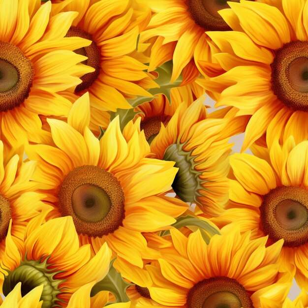 there are many yellow sunflowers that are in a bunch generative ai