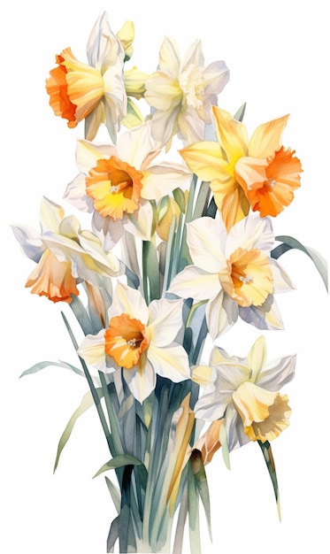 there are many yellow and white flowers in a vase generative ai