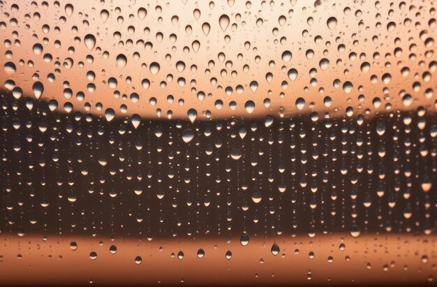There are pastel peach colored raindrops on the window Peach Fuzz