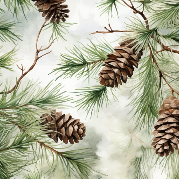 Photo there are pine cones on a branch of a pine tree generative ai