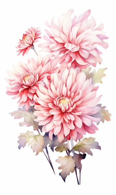 there are pink flowers that are on a white background generative ai