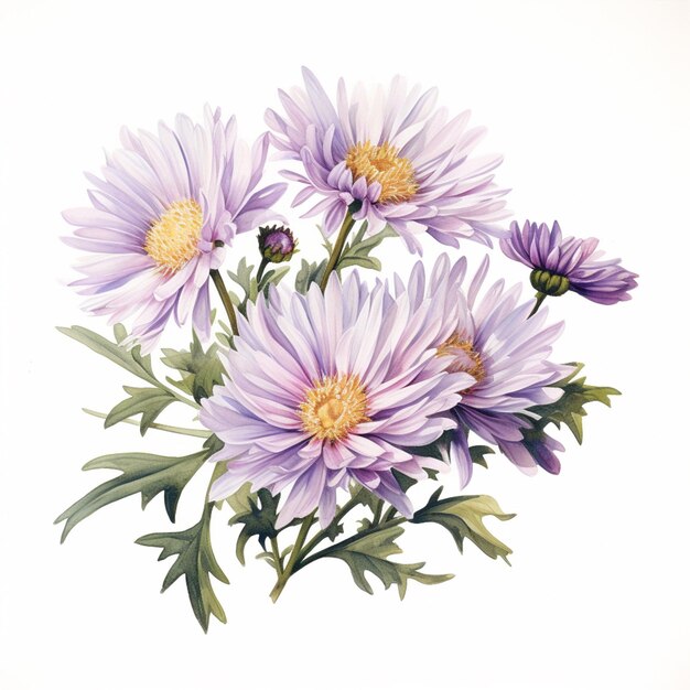 Photo there are purple flowers that are on a white background generative ai