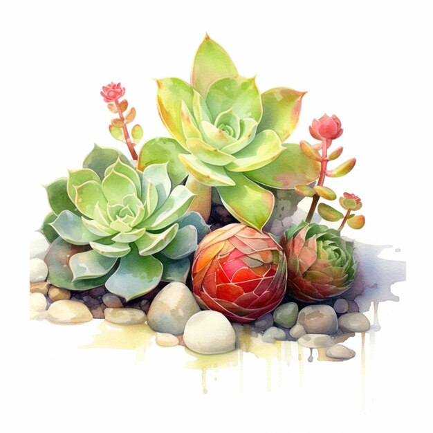 there are some plants that are sitting on some rocks generative ai