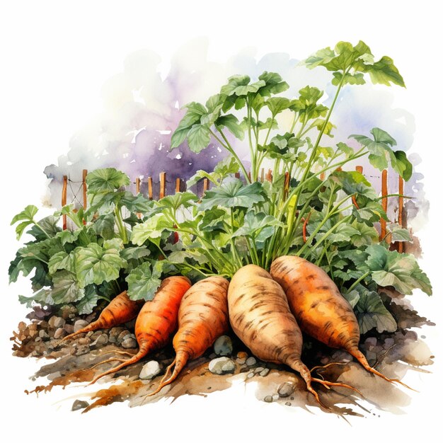 Photo there are three carrots that are growing in the ground generative ai