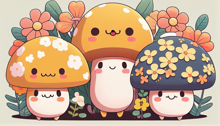 Photo 3つの小さなキノコが花をかせています - ガジェット通信 getnews