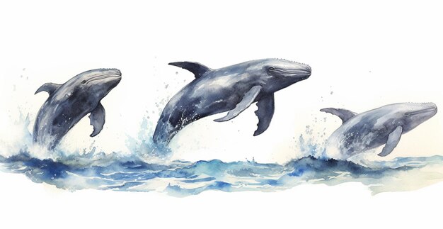 There are three dolphins that are jumping out of the water generative ai