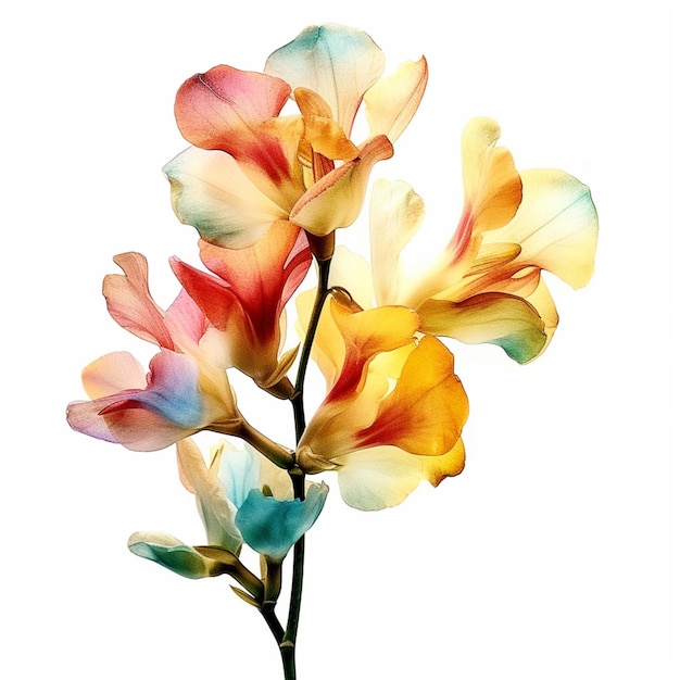 There are three flowers that are in a vase on a table generative ai