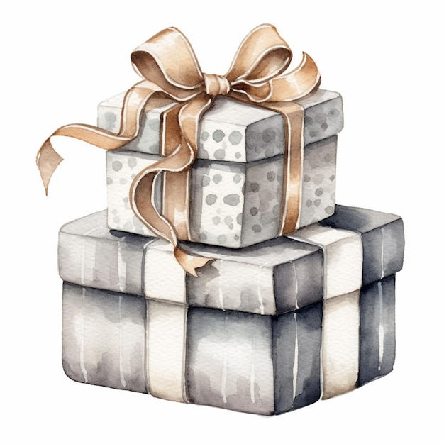 There are three gift boxes with bows on them on a white background generative ai