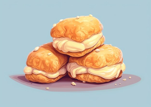 There are three pastries stacked on top of each other generative ai