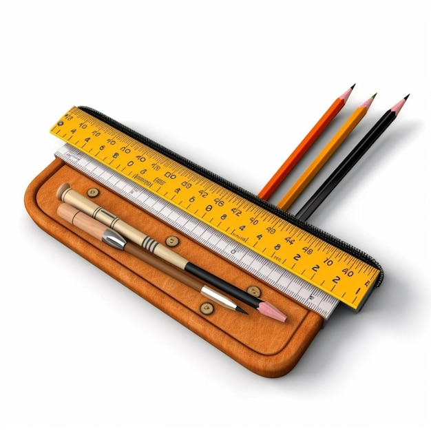 There are three pencils and a ruler in a case generative ai