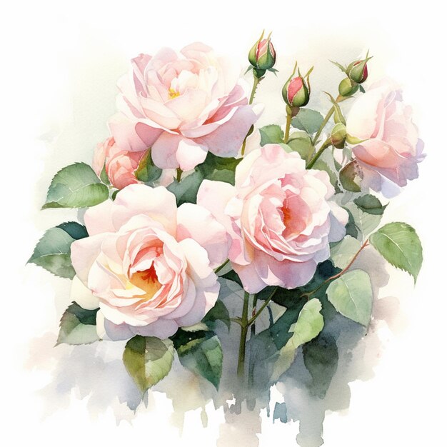 Foto ci sono tre rose rosa che sono su uno sfondo bianco generativo ai