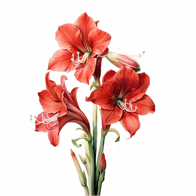 there are three red flowers that are in a vase generative ai