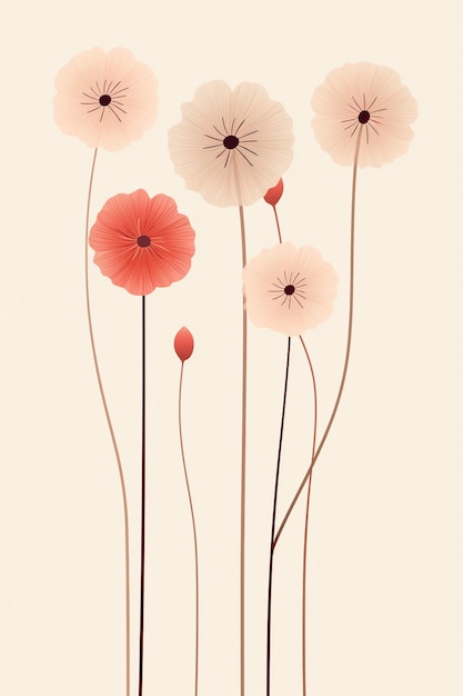 there are three red and white flowers on a white background generative ai