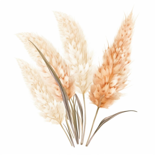 there are three stalks of wheat on a white background generative ai