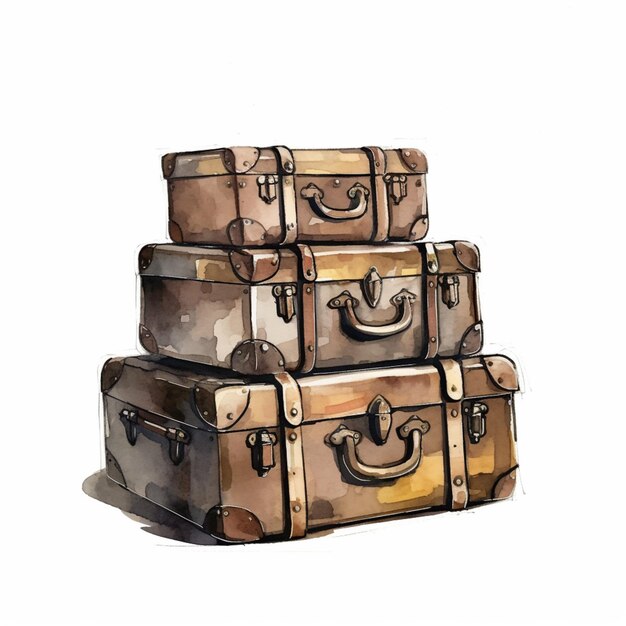 There are three suitcases stacked on top of each other generative ai