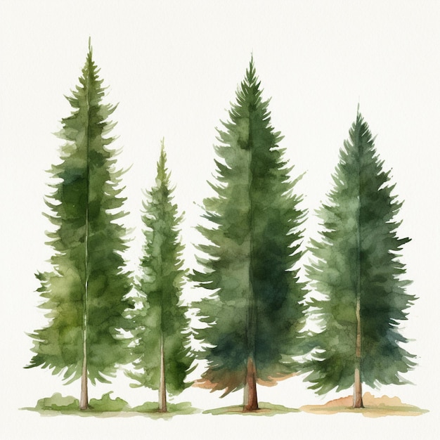 Photo there are three trees that are painted in a row generative ai