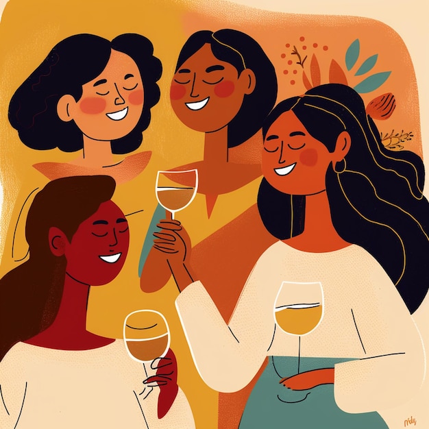 Photo there are three women holding wine glasses together and smiling generative ai