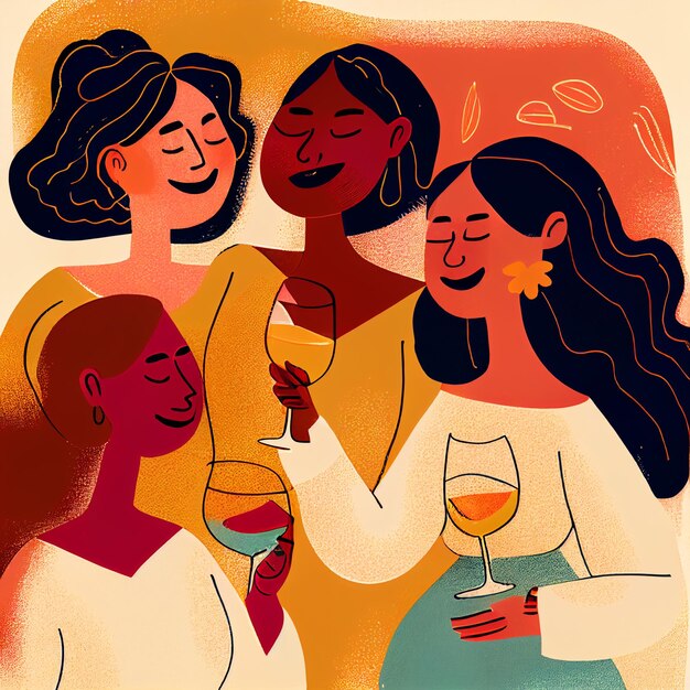 there are three women that are holding wine glasses together generative ai