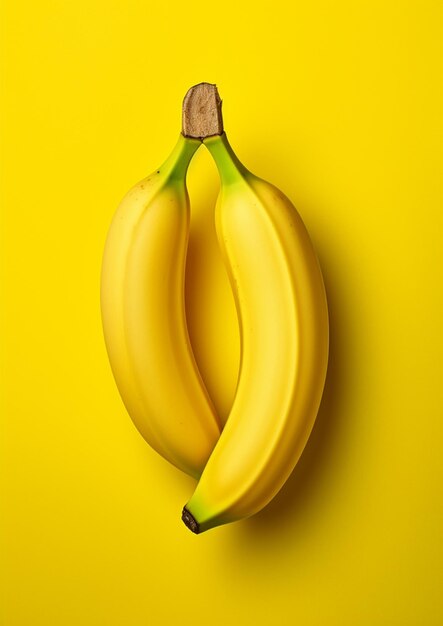 There are two bananas that are on a yellow surface generative ai