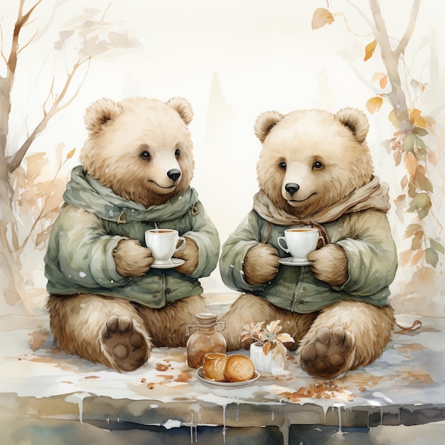 there are two bears that are sitting next to each other generative ai