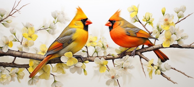 there are two birds sitting on a branch of a tree generative ai