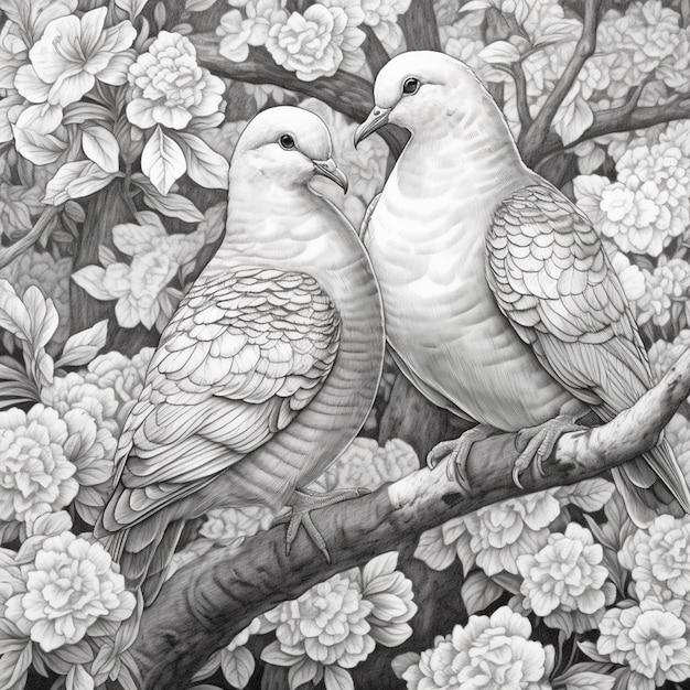 there are two birds sitting on a branch of a tree generative ai