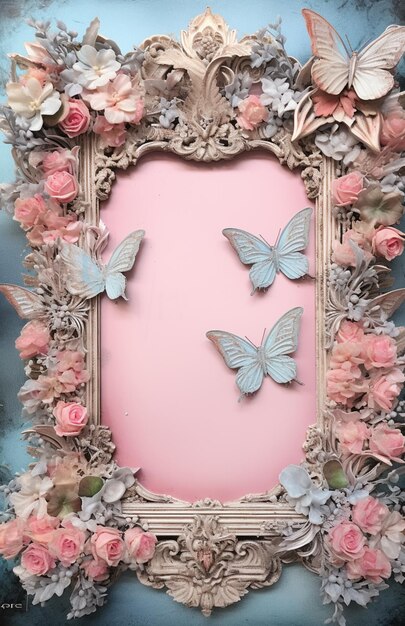 There are two butterflies that are sitting in a picture frame generative ai