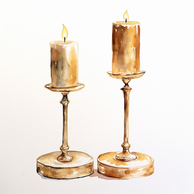 there are two candles that are sitting on a table generative ai