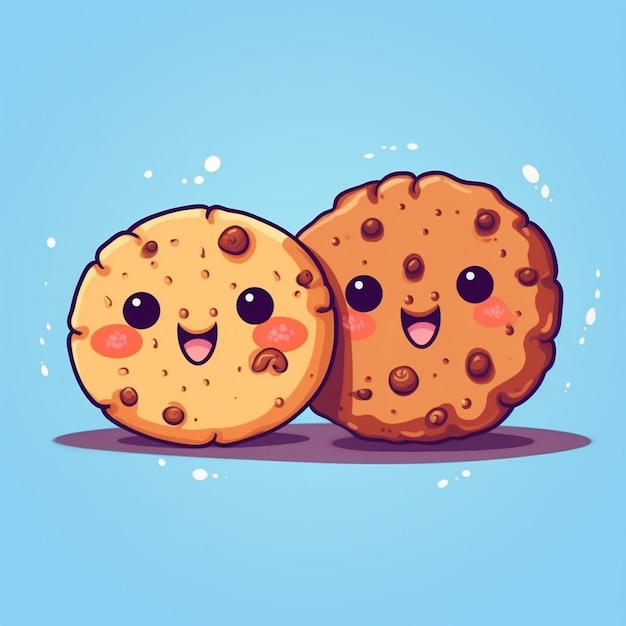 There are two cookies with faces that are smiling and one has a face generative ai