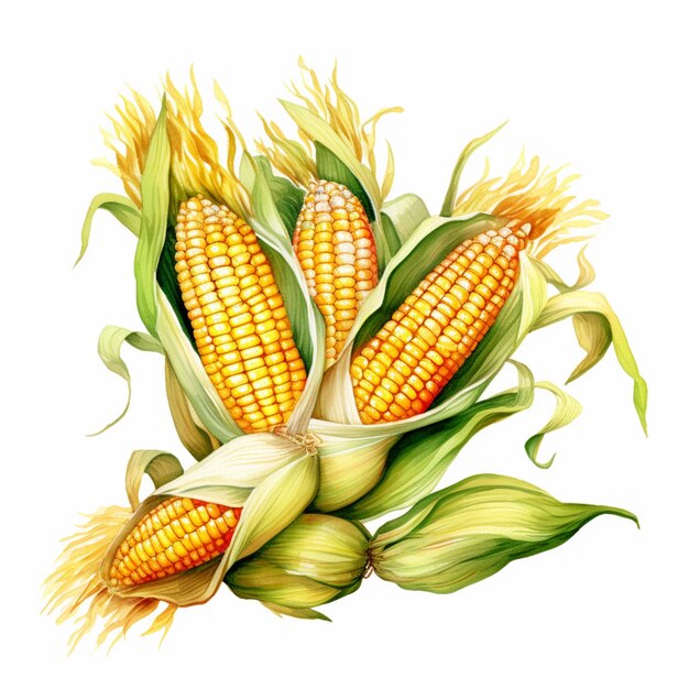 Photo there are two corns that are on the cob generative ai