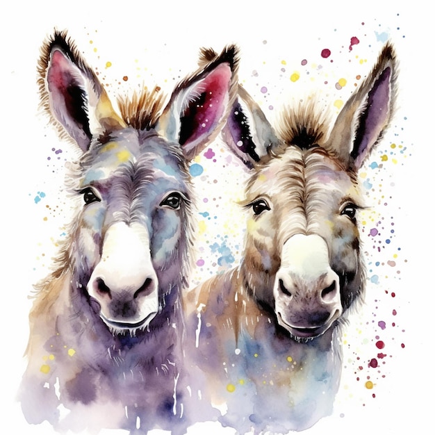 there are two donkeys that are standing next to each other generative ai