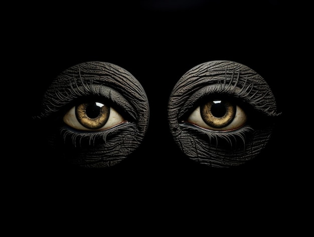 Photo there are two eyes that are in the dark with a black background generative ai