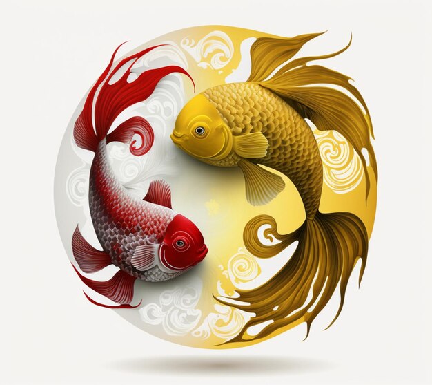 Photo there are two fish in the shape of a circle generative ai