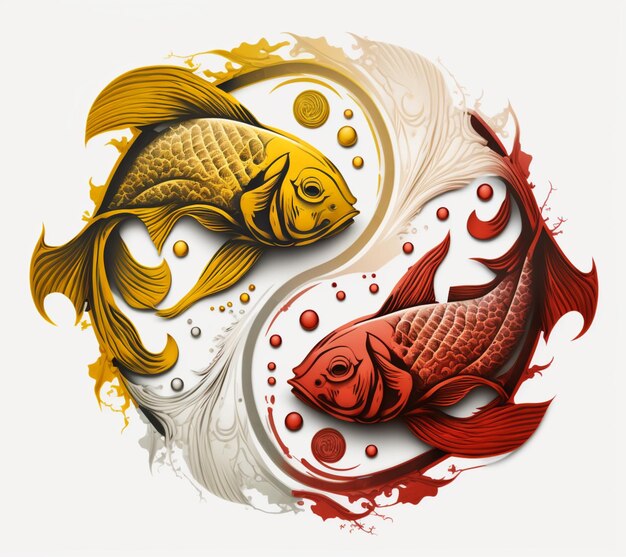 Photo there are two fish that are in the shape of a yin generative ai