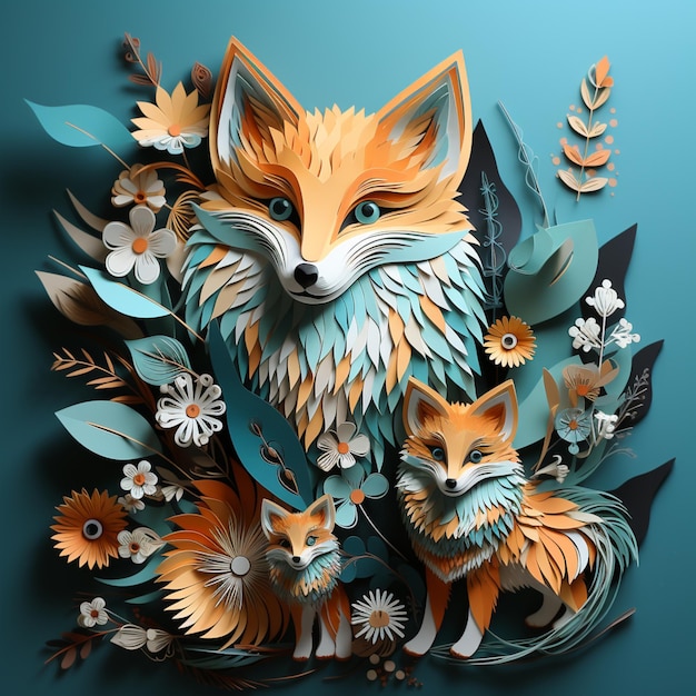 there are two foxes that are sitting in the grass together generative ai