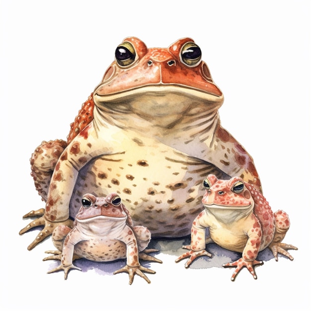 There are two frogs that are sitting next to each other generative ai