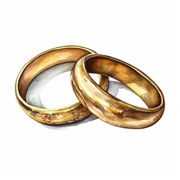 흰색 표면 생성 인공 지능에 두 개의 금 결혼 반지가 있습니다.