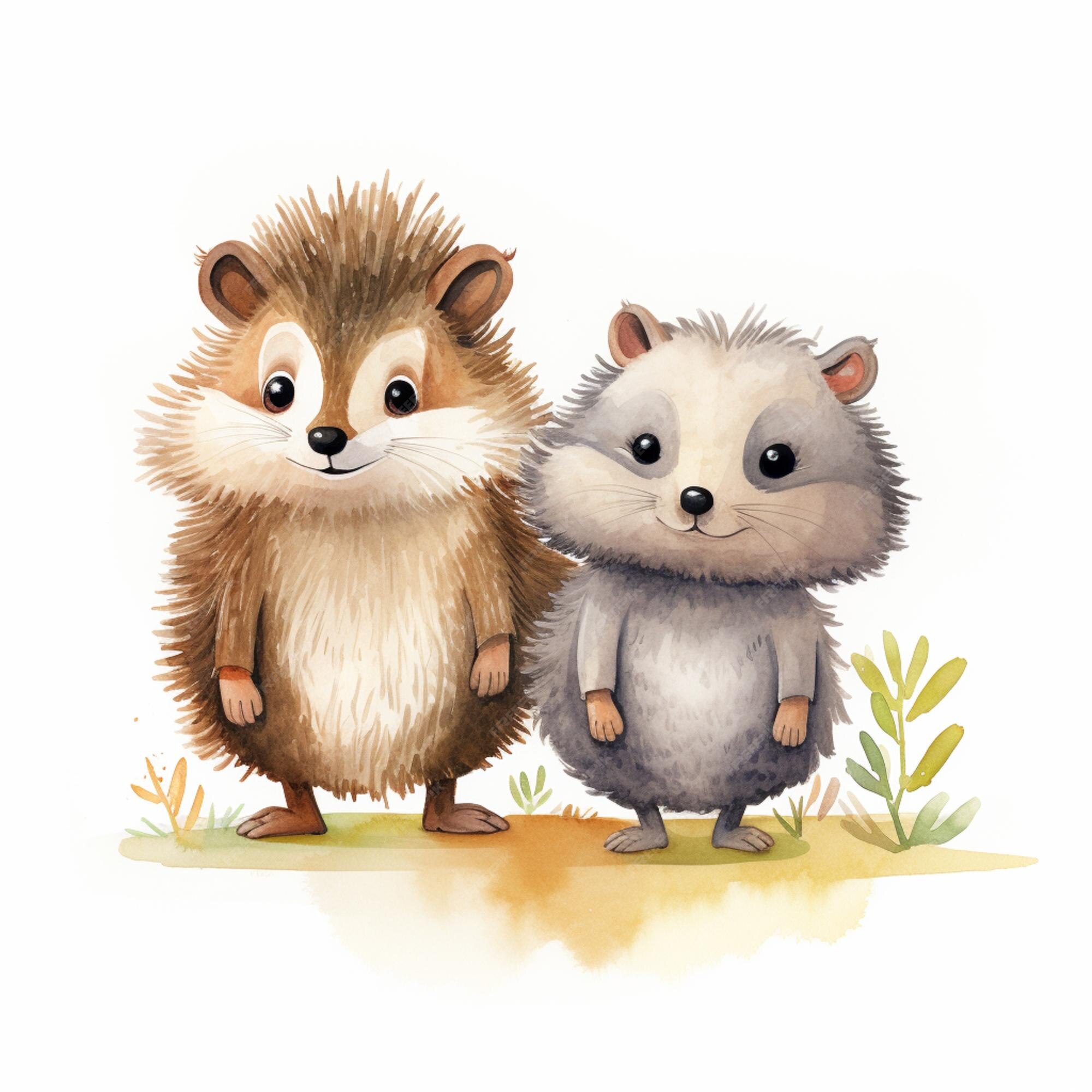 Premium Photo | There are two hedgehogs standing next to each other on