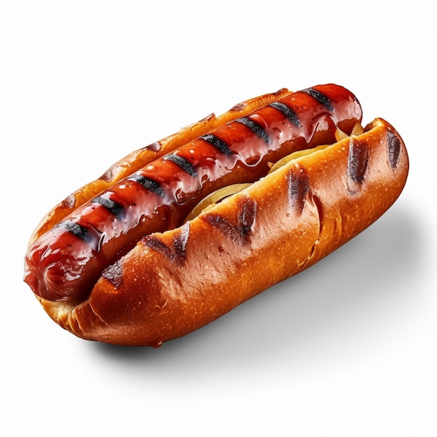 There are two hot dogs with mustard and ketchup on them generative ai