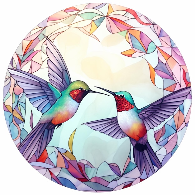 there are two hummingbirds that are flying in the air generative ai