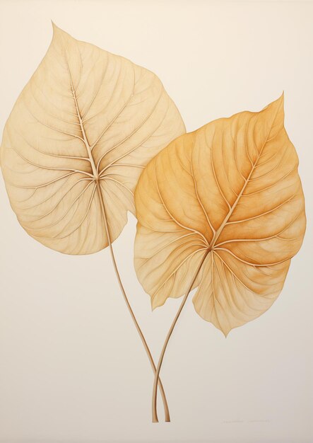 There are two leaves that are on a stem in a vase generative ai