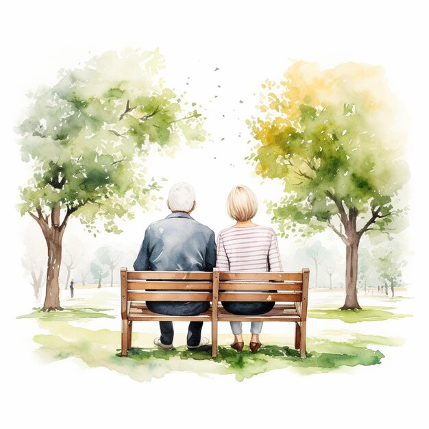 Есть два человека, сидящих на скамейке в парке.